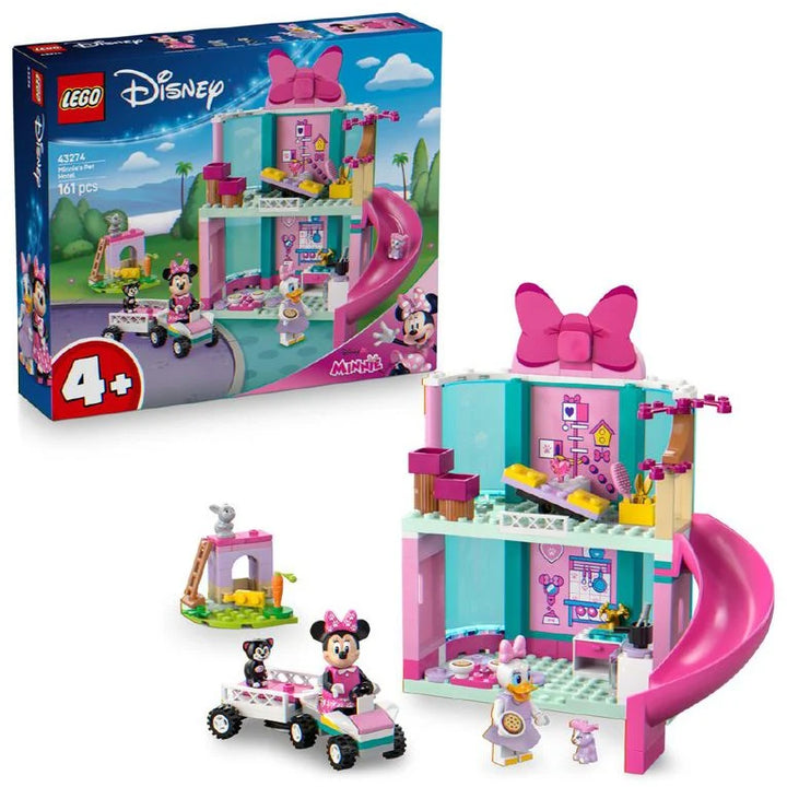 LEGO Disney Minnie Mouse clubhouse set with packaging on a white background