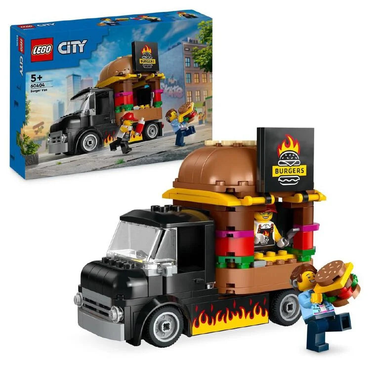 LEGO City burger truck set with packaging in the background
