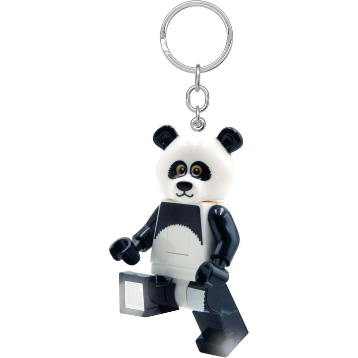lego Panda guy keychain with a white background