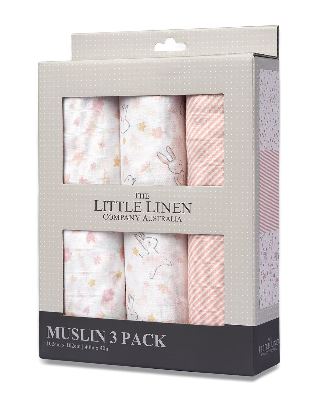 The Little Linen Company - Muslin Baby Wrap 3 Pack - Ballerina Bunny
