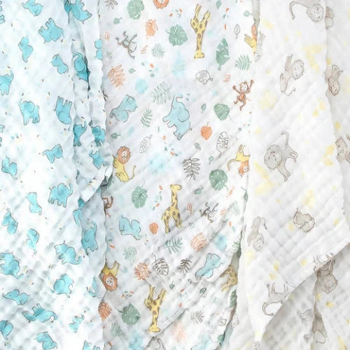 The Little Linen Company - Muslin 3 Pack - Safari Bear