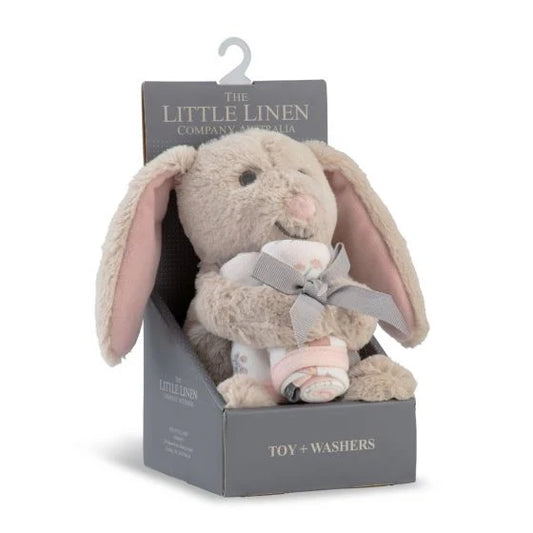 Little Linen Bunny Plush Toy & Washers Gift Set