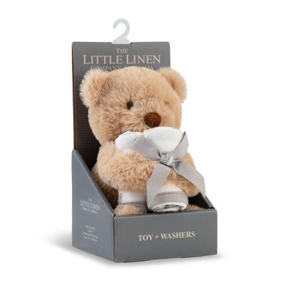 Little Linen Nectar Bear Plush Toy & Washers Gift Set