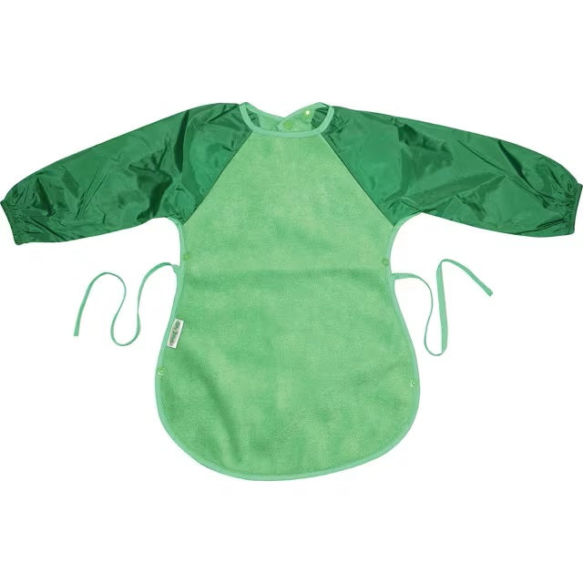 Long Sleeve messy eater Bib Fleece 12m - 3 years Green