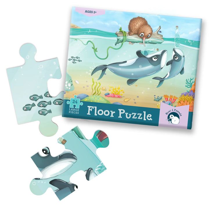 Māui Dolphin Mischief Floor Puzzle - 24 Large Pieces