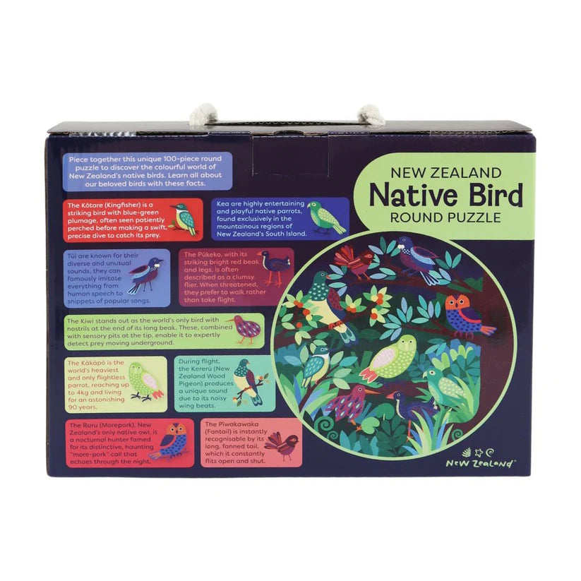 New Zealand Native Birds 100 Piece Round Jigsaw Puzzle