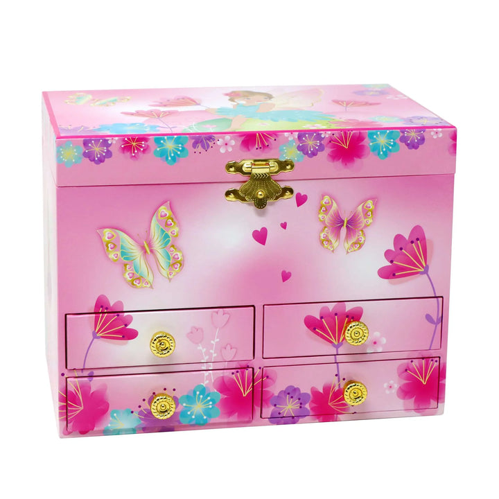 Pink Poppy Butterfly and Fairy Musical Jewellery Box