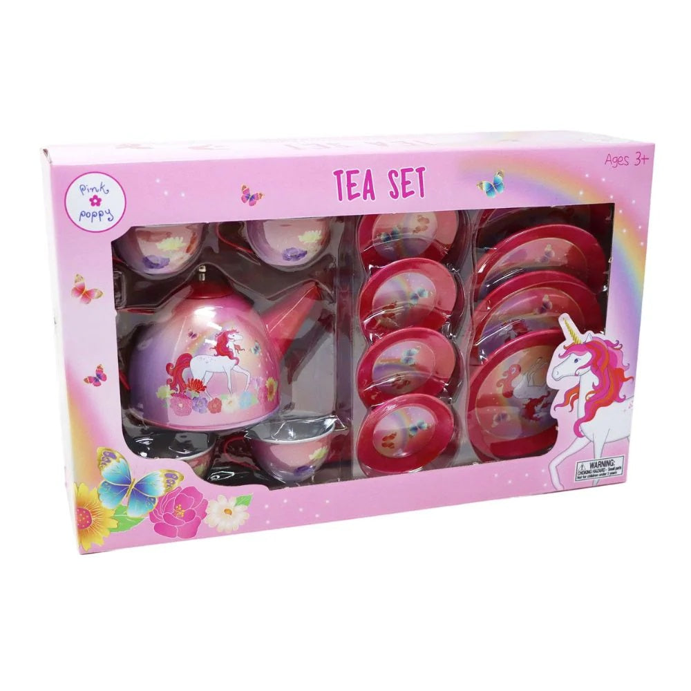 Pink Poppy Unicorn Tin Tea Set Kidzstuffonline