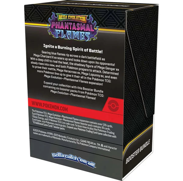 Pokémon Mega Evolution Phantasmal Flames trading card game booster bundle packaging.