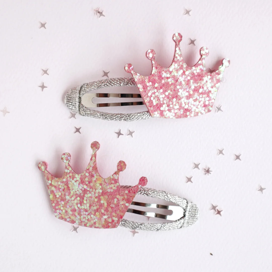 pair of hair clips priness crown by lauren hinkley