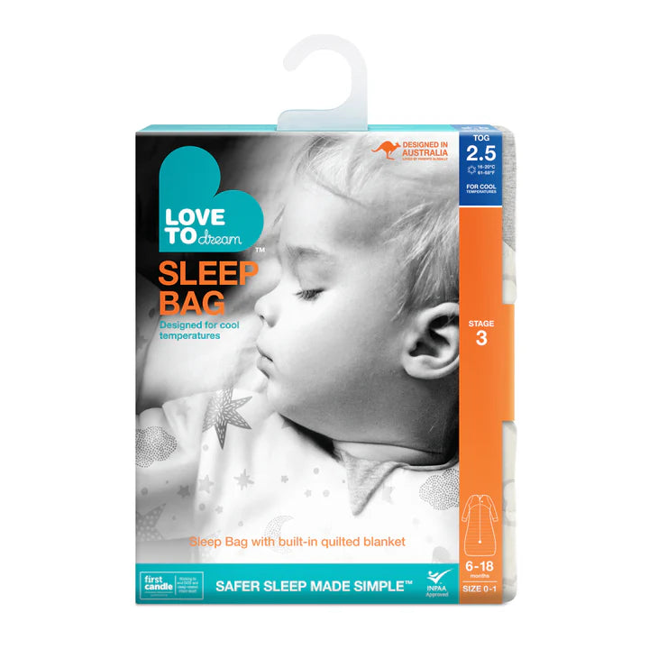 Package of Love to Dream sleep bag with a child's face on the packaging.