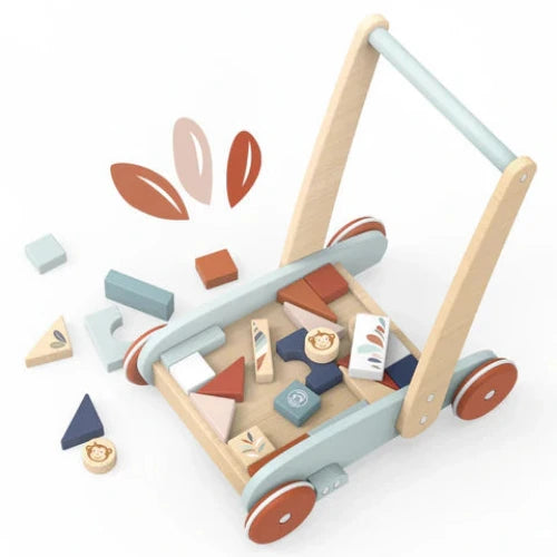 Wooden Walker Trolley with Blocks - Speedy Monkey