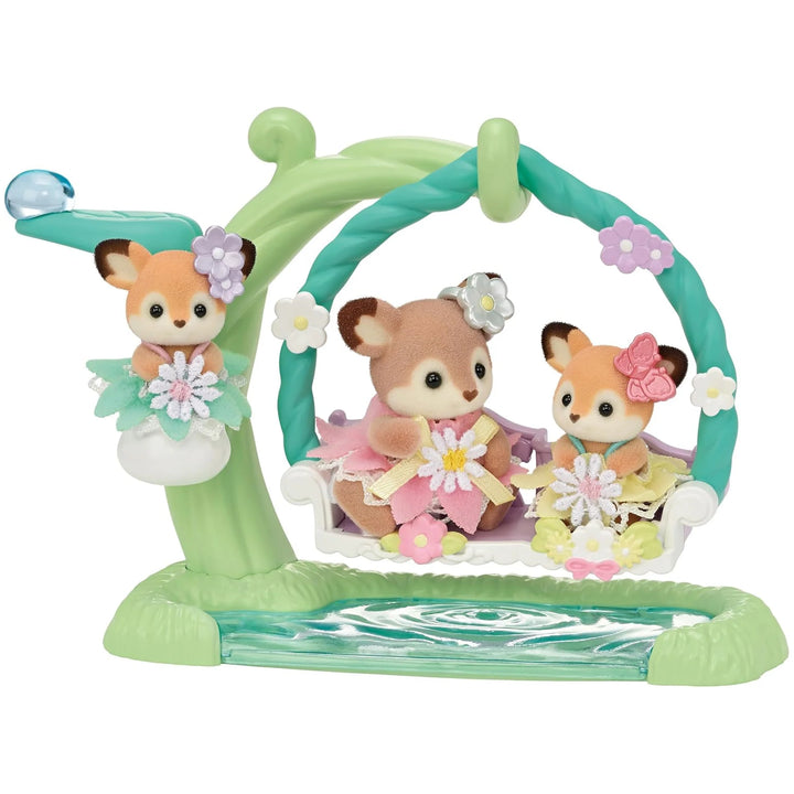 Sylvanian Families Deer Babies Floral Swing Set contents