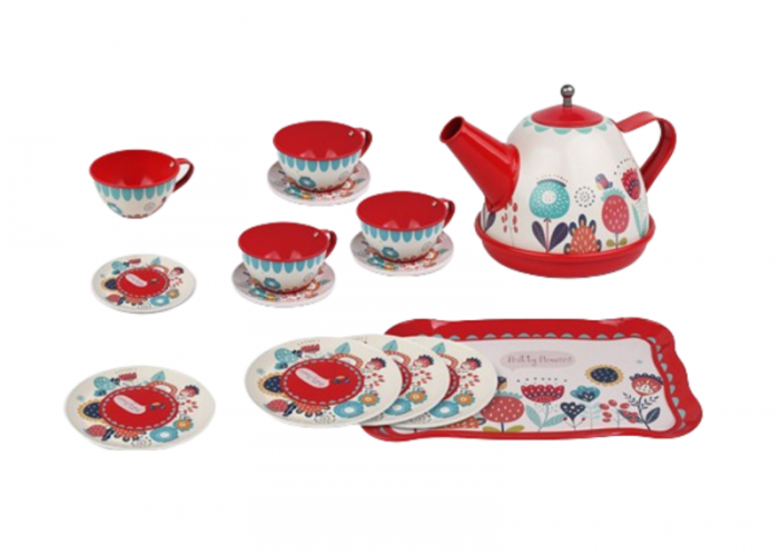 Tin Tea Set Flowers