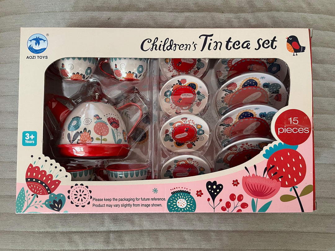 Tin Tea Set Flowers