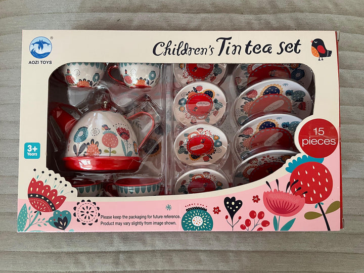 Tin Tea Set Flowers