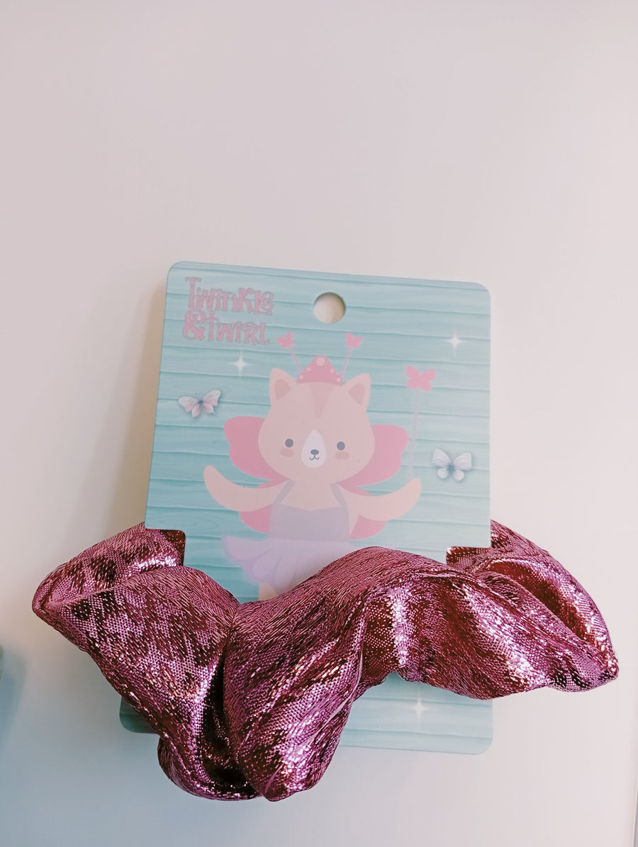 Twinkle And Twirl Shiny Pink Scrunchie