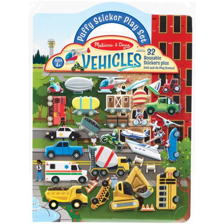 Vehicles reusable stickers set 