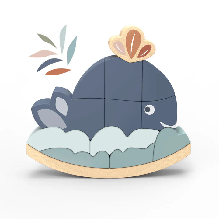 Whale Rocking Wooden Stacker