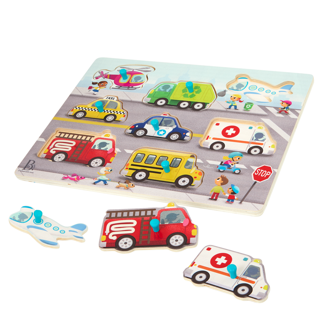 Emergency vehicles peg puzzle wooden 