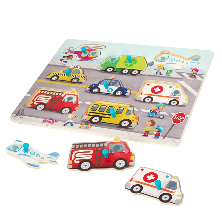 Emergency vehicles peg puzzle wooden 