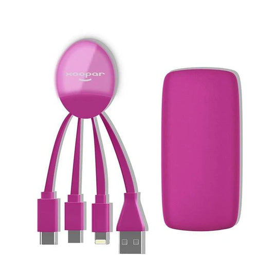 Xoopar Weekender Power Pack Multi phone Charging cable & Power bank Pink