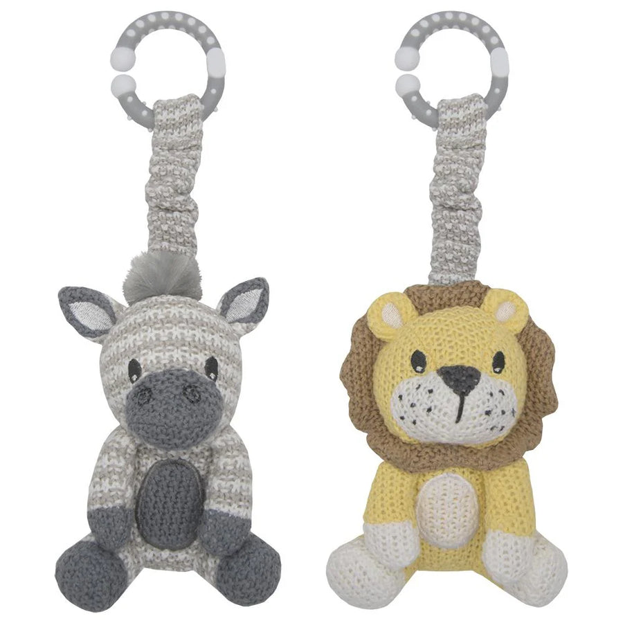 Zebra & Lion Stroller Toys 2pk