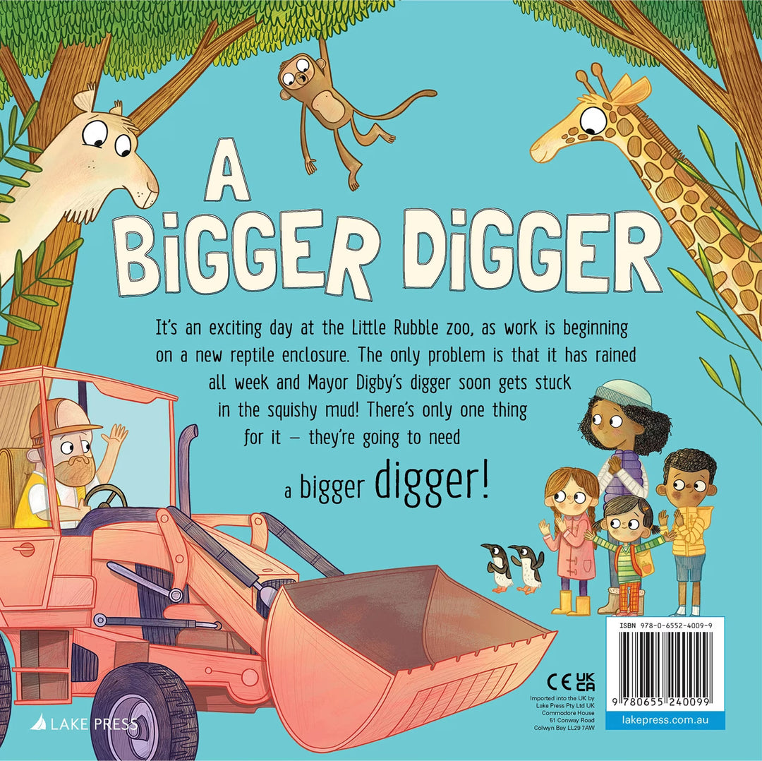 a bigger digger blurb with a smaller digger and wildlife