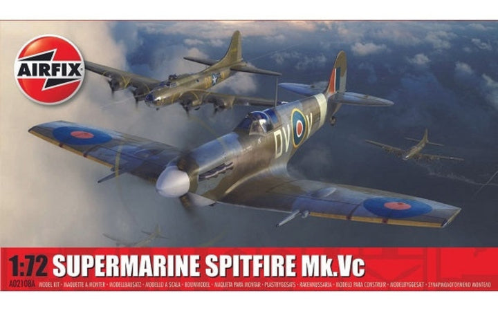 supermarine spitfire plane packaging with multiple aircrafts seen flying through the air amongst the clouds