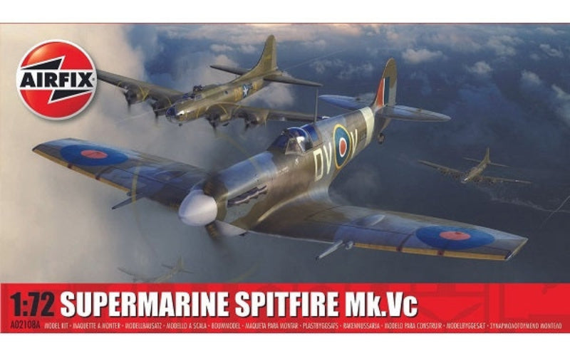 supermarine spitfire plane packaging with multiple aircrafts seen flying through the air amongst the clouds