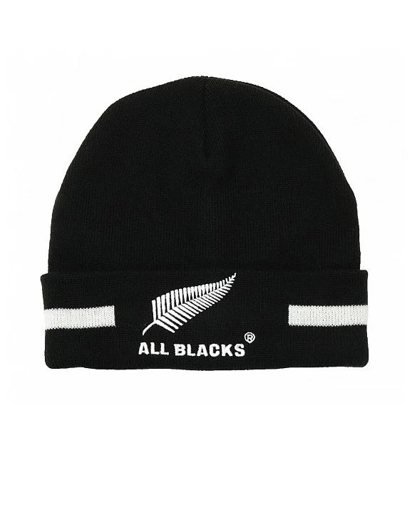 Black beanie with All Blacks logo on a white background