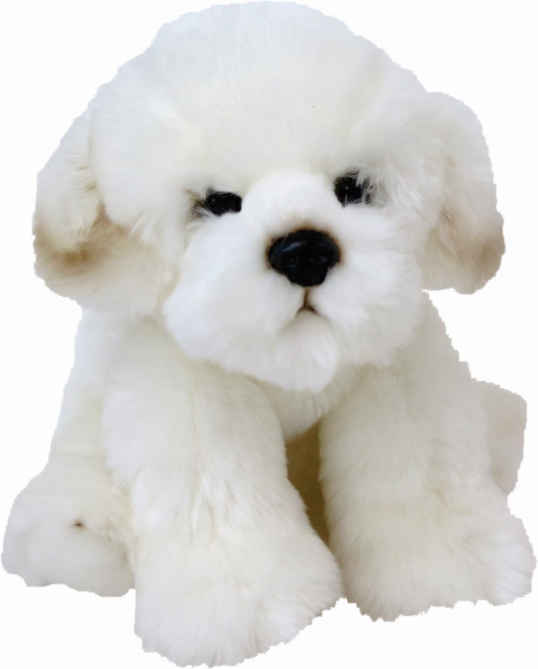 Antics Bichon Frise dog 30 cm White plush dog toy on a white background