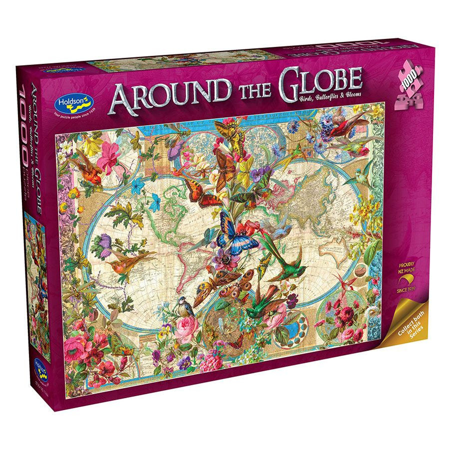 1000 Piece Puzzle Around the Globe - Birds Butterflies and Blooms