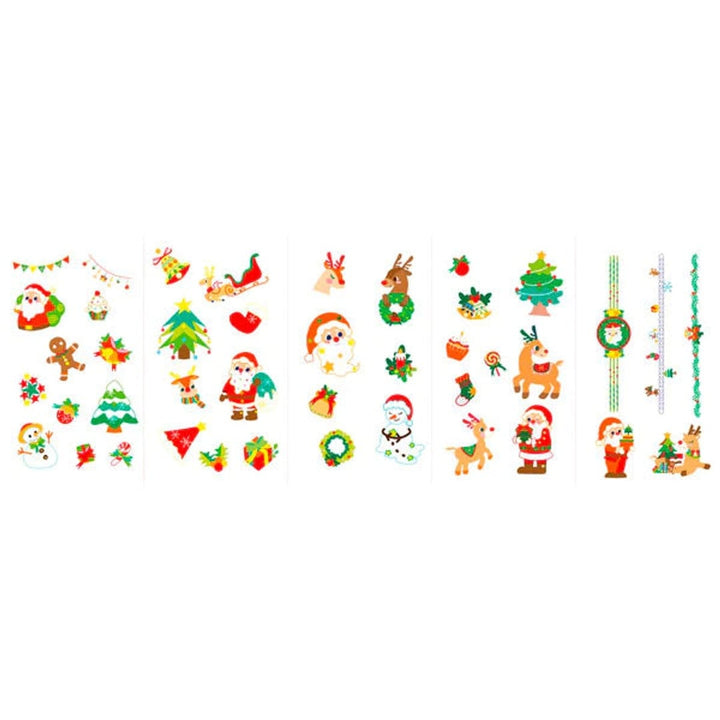 examples of stickers and tattoos laid out on a white background