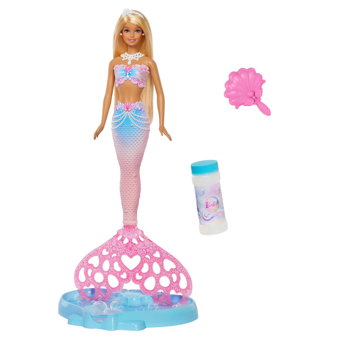 barbie Mermaid doll with pink tail and blue top on a white background