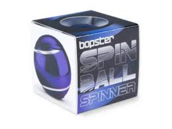 Spin ball spinner packaging with blue ball and 'booster' branding