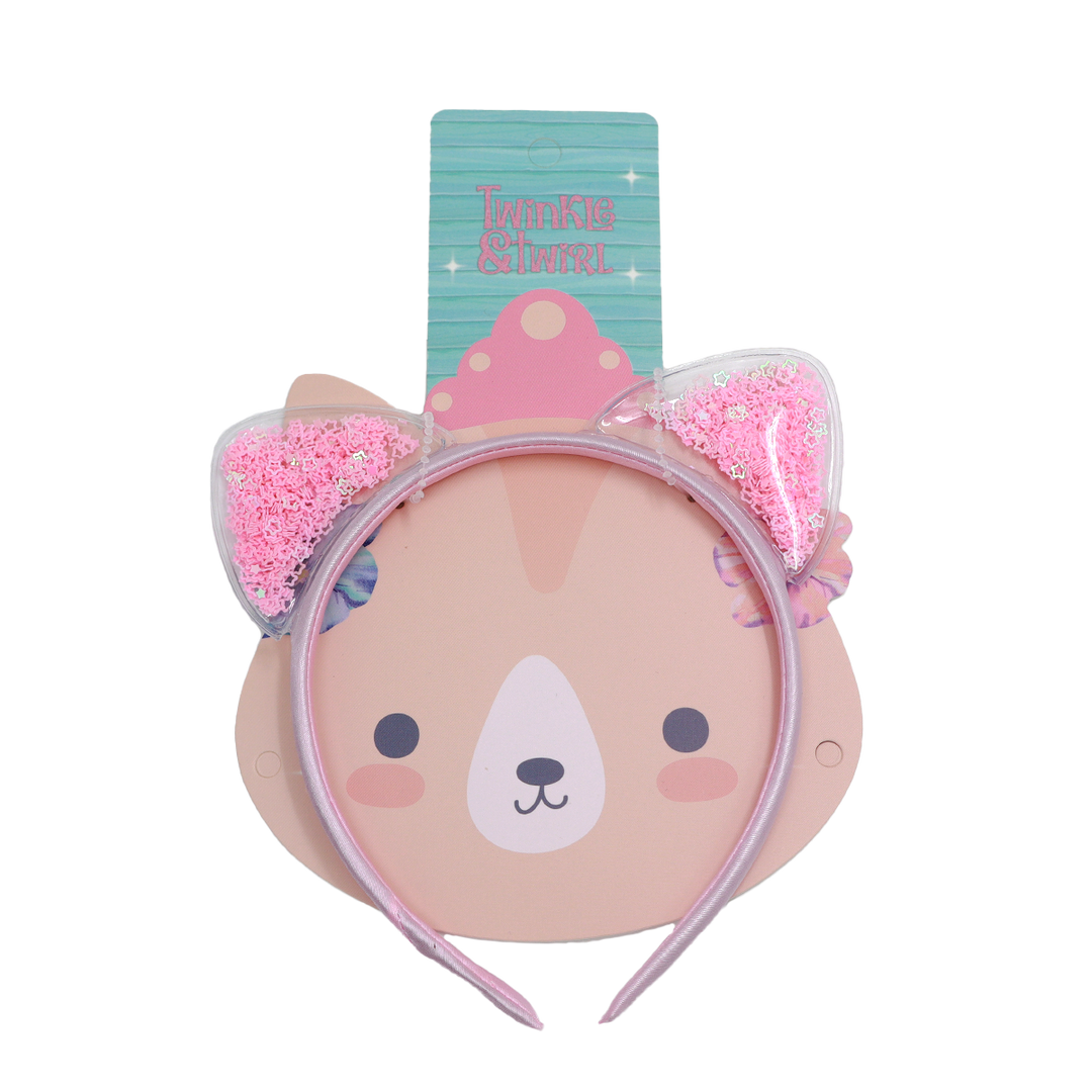 Twinkle And Twirl Cat Aliceband Pink Glitter