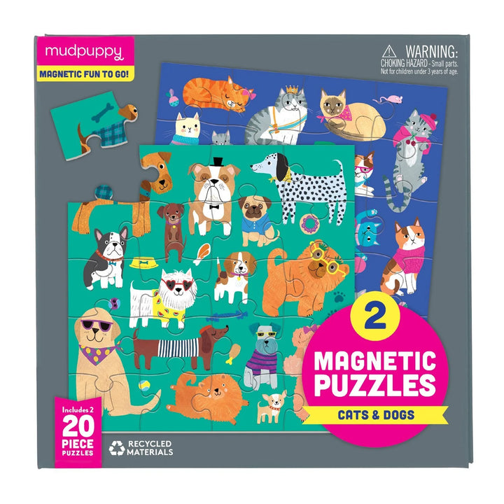 mudpuppy magnetic 2 and 1 puzzle featuring dogs and cats puzzle