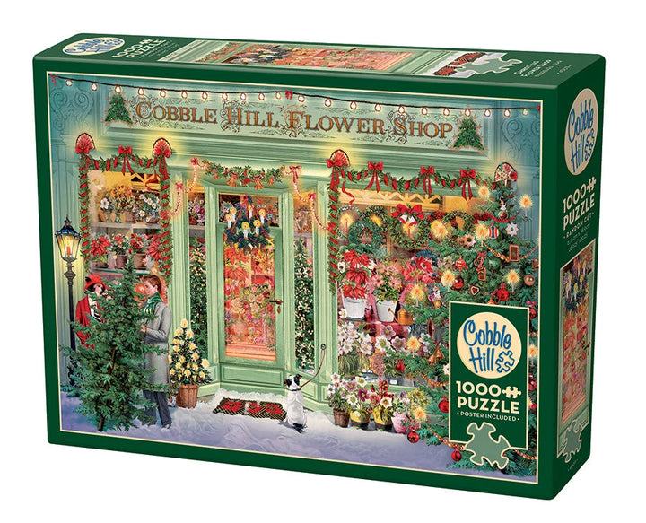 cobble hill flowershop puzzle in green packaging