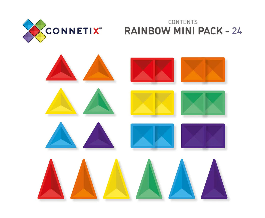 Connetix Rainbow Mini pack 24pc contents