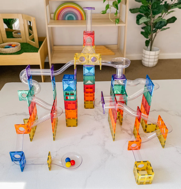 Connetix Magnetic Tiles Rainbow Ball Run 92 pieces made up