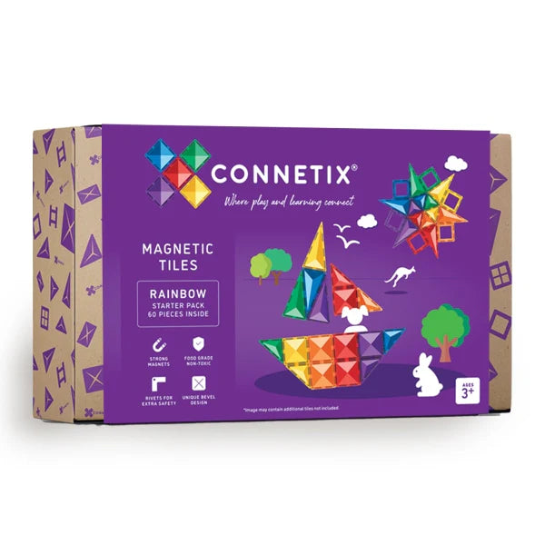 Connetix Magnetic Tiles Rainbow starter set 60 piece