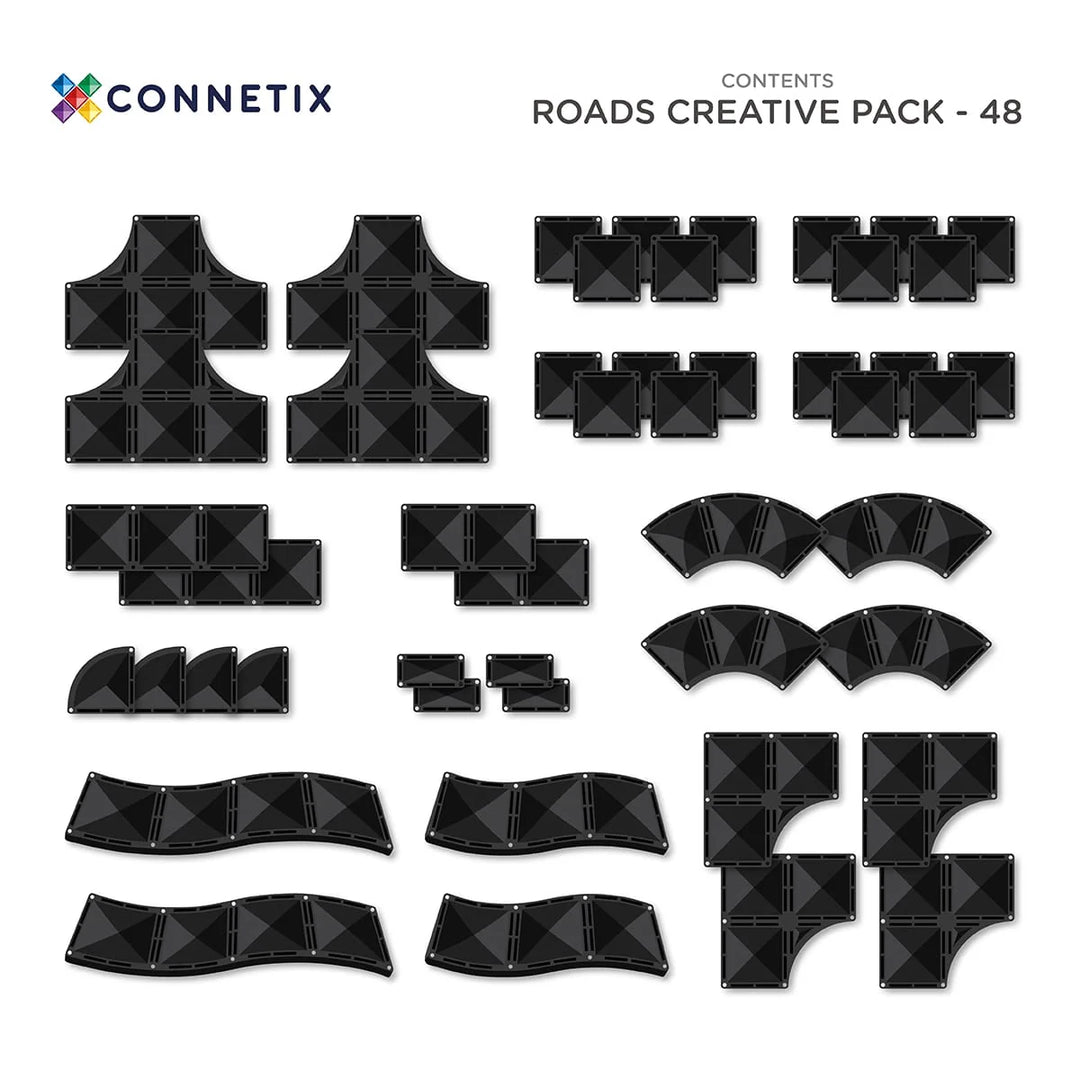 Connetix Roads Creative Pack 48 pieces contents page