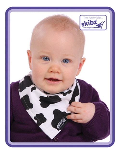 black and white cow bib