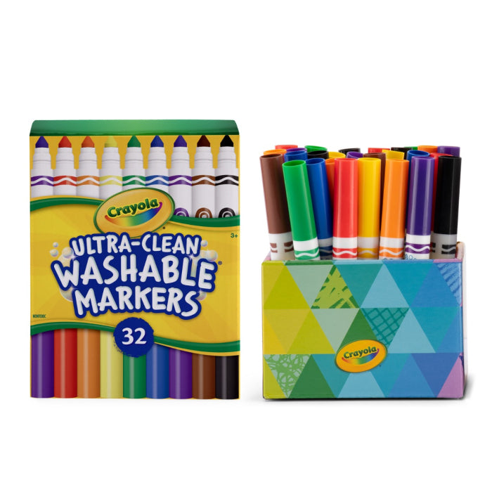 Crayola Ultra-Clean Washable Markers set with packaging on a white background