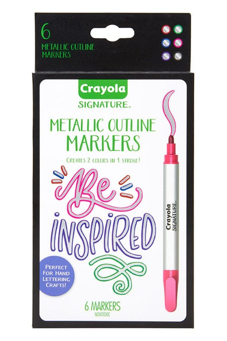 crayola 6 metallic outline markers 