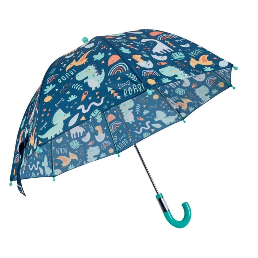 Children's umbrella with dinosaur pattern on a white background