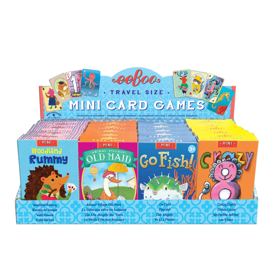 Eeboo Mini Travel Card Games | go fish|old maid |Crazy 8 | rummy