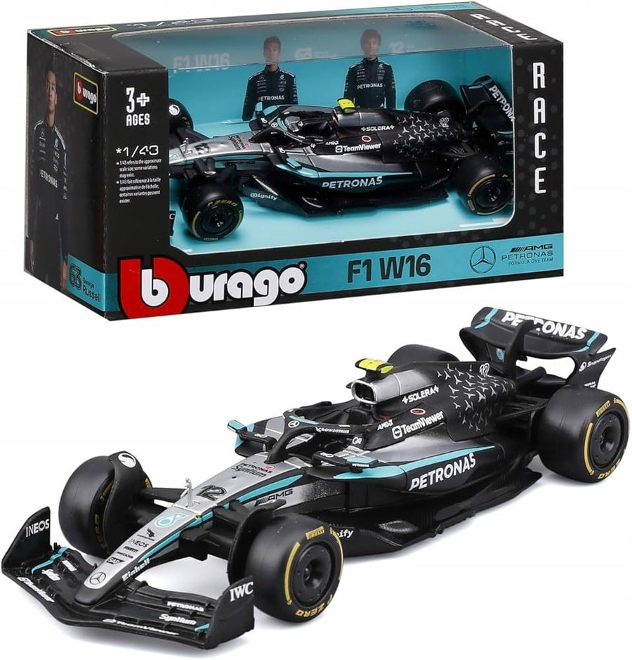 Bburago F1 W16 model car with packaging on a white background