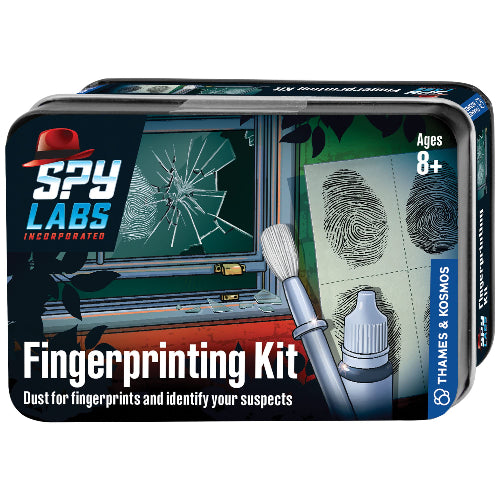 Spy Labs Fingerprinting Kit packaging with tools and graphics on a white background